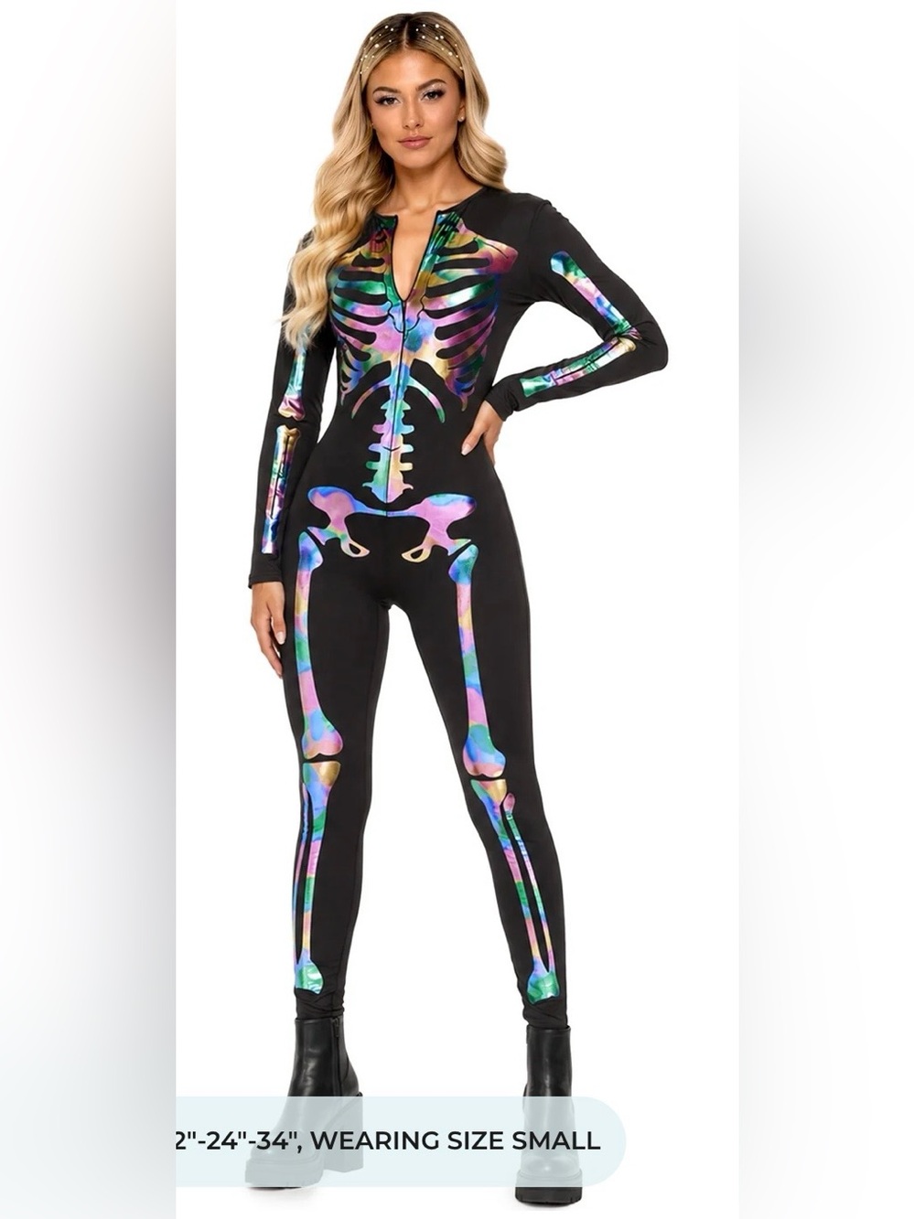 Tipsy Elves Iridescent Skeleton Bodysuit Onsie
 NWT
Ret $79.95.  2 Sizes